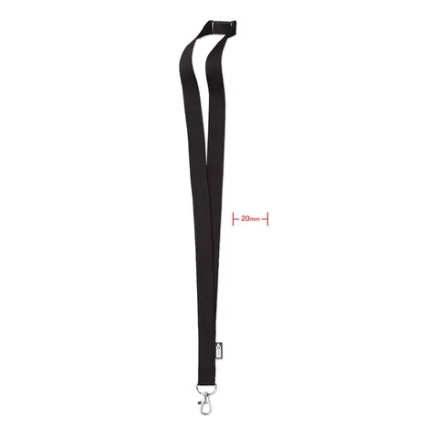 Lanyard LANY RPET — culoarea Negru, față