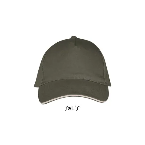 Șapcă unisex LONG BEACH — culoarea Armata / Beige, față