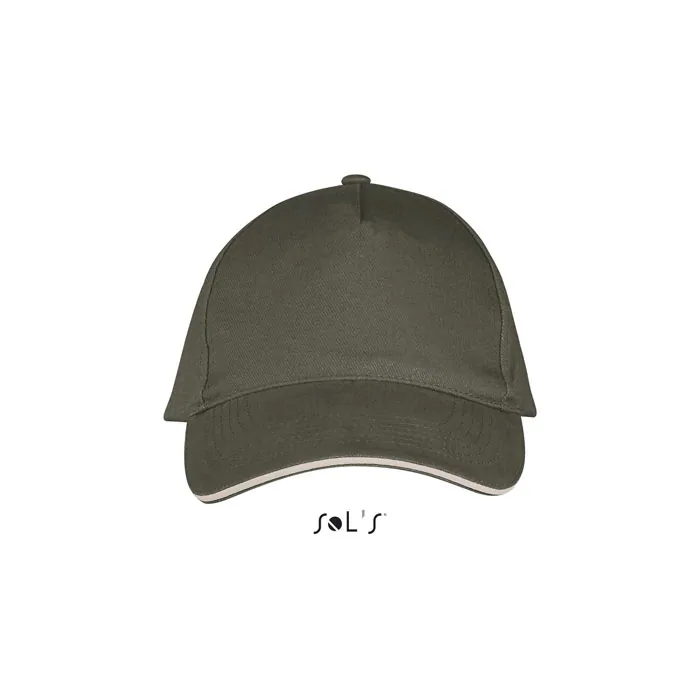 Șapcă unisex LONG BEACH — culoarea Armata / Beige, față