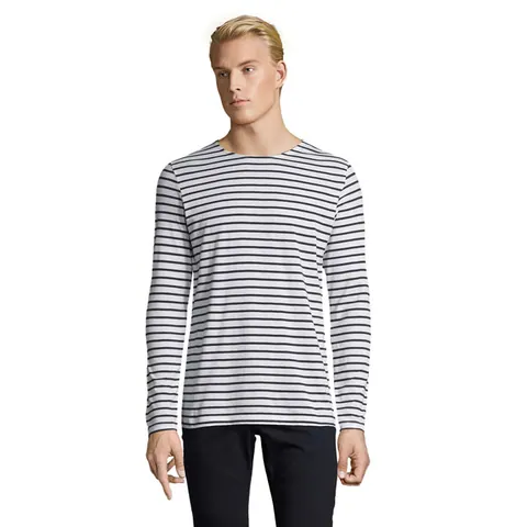 Tricou cu mânecă lungă bărbați MARINE — culoarea Alb / Mare, față
