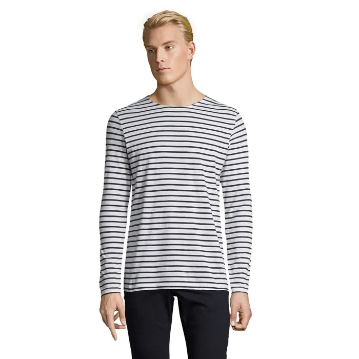 Tricou cu mânecă lungă bărbați MARINE — culoarea Alb / Mare, față