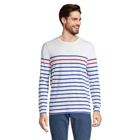Tricou cu mânecă lungă bărbați MATELOT LSL — culoarea Alb / Albastru regal / Roșu, față