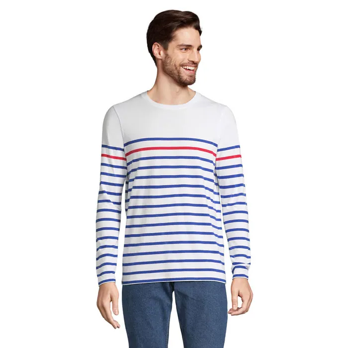 Tricou cu mânecă lungă bărbați MATELOT LSL — culoarea Alb / Albastru regal / Roșu, față
