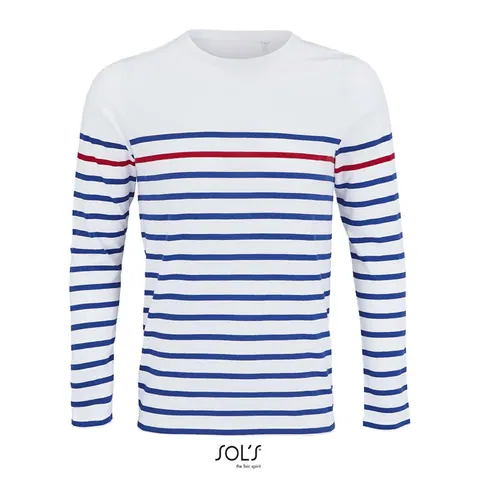 Tricou cu mânecă lungă damă MATELOT LSL — culoarea Alb / Albastru regal / Roșu, față