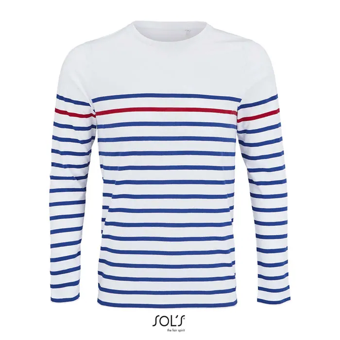 Tricou cu mânecă lungă damă MATELOT LSL — culoarea Alb / Albastru regal / Roșu, față