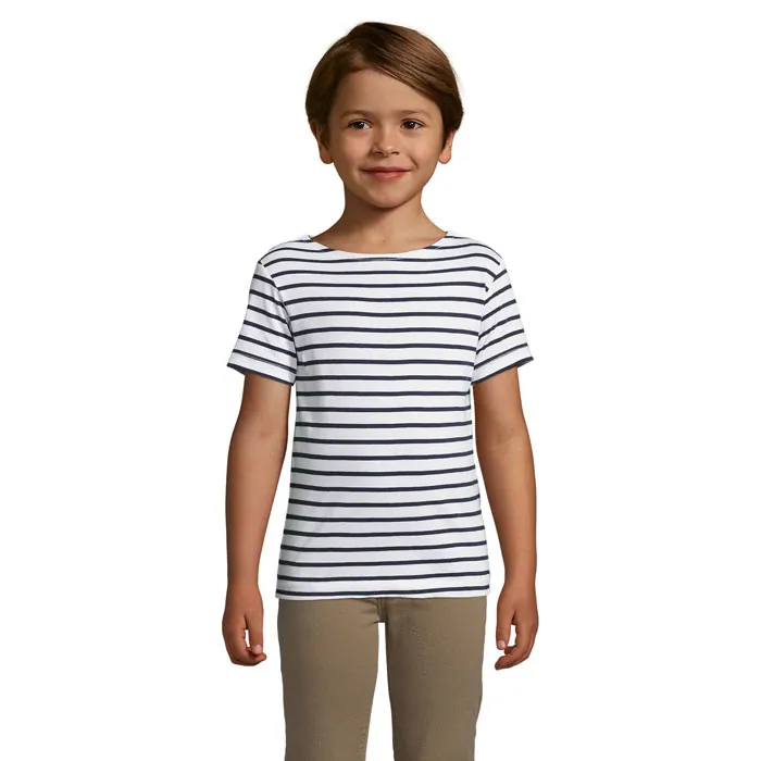 Tricou copii MILES — culoarea Alb / Mare, față