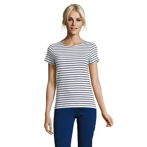 Tricou damă MILES — culoarea Alb / Mare, față