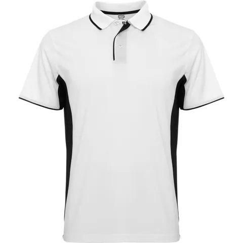 Tricou polo tehnic bărbați Montmelo — culoarea Alb / Negru, imagine produs