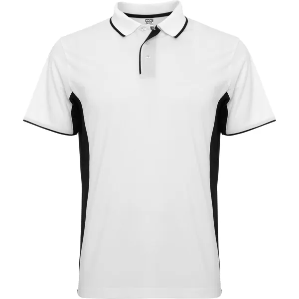 Tricou polo tehnic bărbați Montmelo — culoarea Alb / Negru, imagine produs