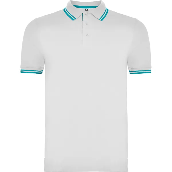 Tricou polo bărbați Montreal — culoarea Alb / Turcoaz, imagine produs