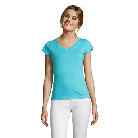 Tricou MOON — culoarea Albastru atol, față