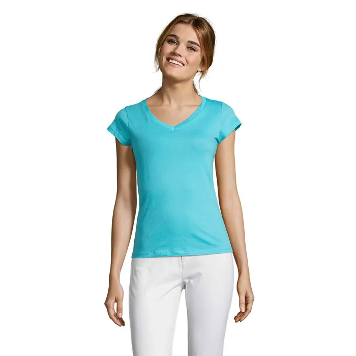 Tricou MOON — culoarea Albastru atol, față