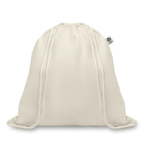 Rucsac cu șnur ORGANIC HUNDRED — culoarea Bej, față