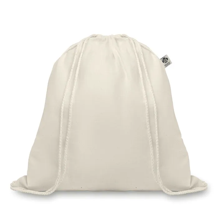 Rucsac cu șnur ORGANIC HUNDRED — culoarea Bej, față