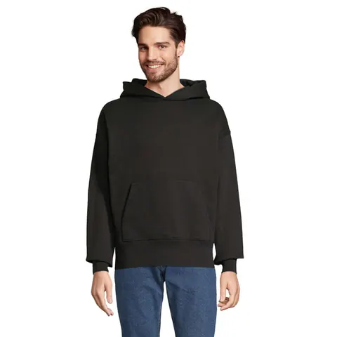 Hanorac cu glugă unisex ORIGIN — culoarea Negru, față