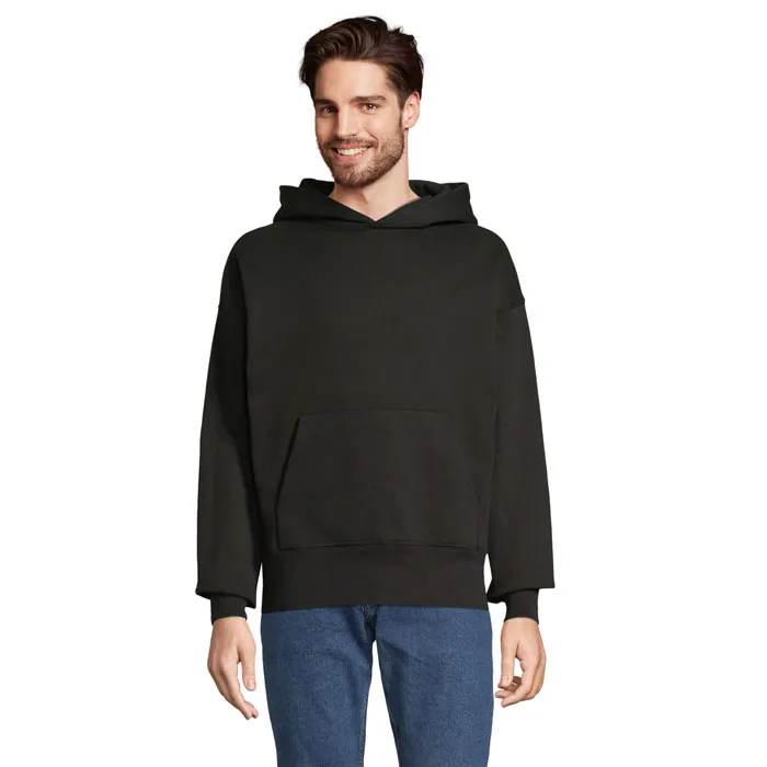 Hanorac cu glugă unisex ORIGIN — culoarea Negru, față