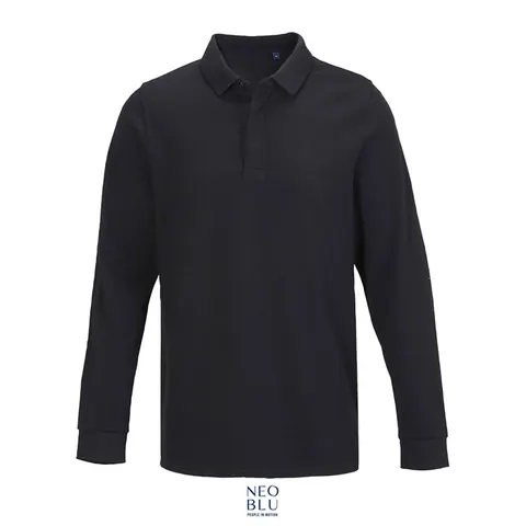 Tricou polo bărbați OWEN LSL — culoarea Negru intens, față