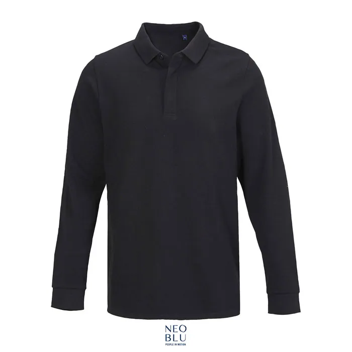 Tricou polo bărbați OWEN LSL — culoarea Negru intens, față