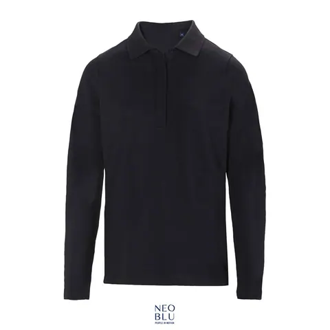 Tricou polo damă OWEN LSL — culoarea Negru intens, față