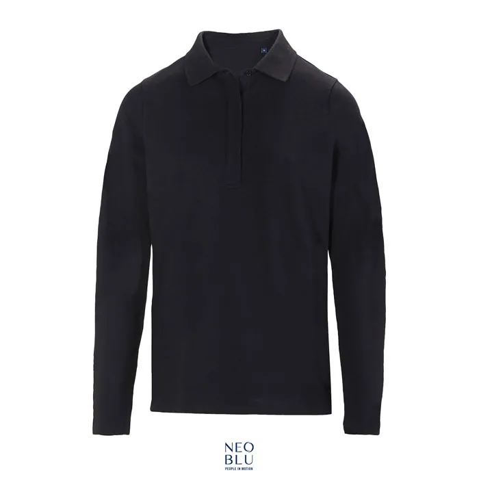 Tricou polo damă OWEN LSL — culoarea Negru intens, față