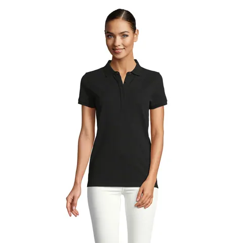 Tricou polo damă OWEN — culoarea Negru intens, față