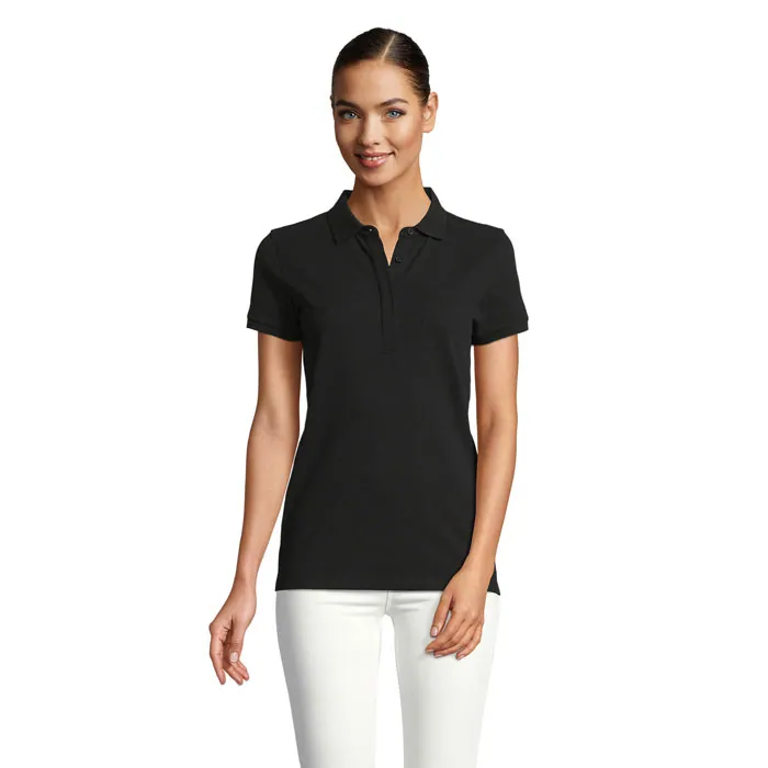 Tricou polo damă OWEN — culoarea Negru intens, față