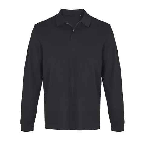 Tricou polo cu mânecă lungă unisex PACIFIC LSL — culoarea Negru, față
