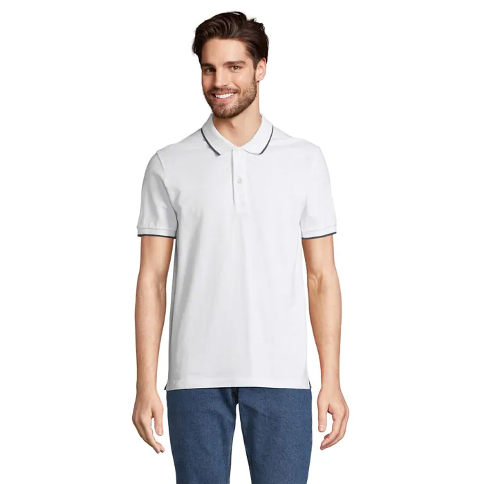 Tricou polo PALERMO — culoarea Alb / Bleumarin francez, față