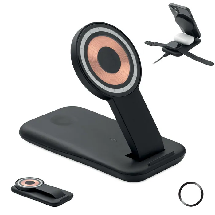 Încărcător multifuncțional PENDOLESS — culoarea Negru, față