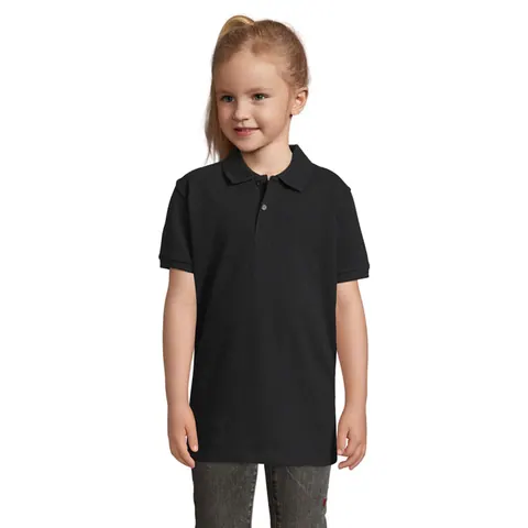 Tricou polo copii PERFECT — culoarea Negru, față