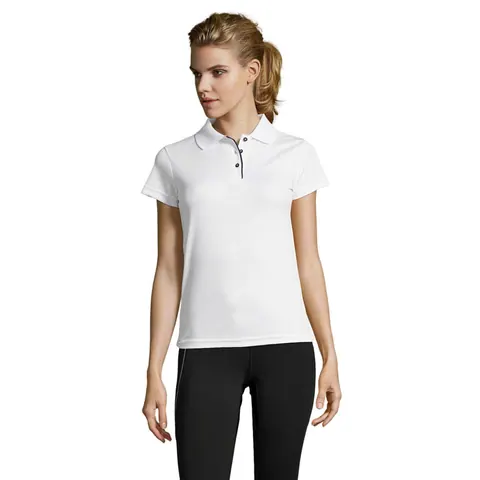 Tricou polo damă PERFORMER — culoarea Alb, față
