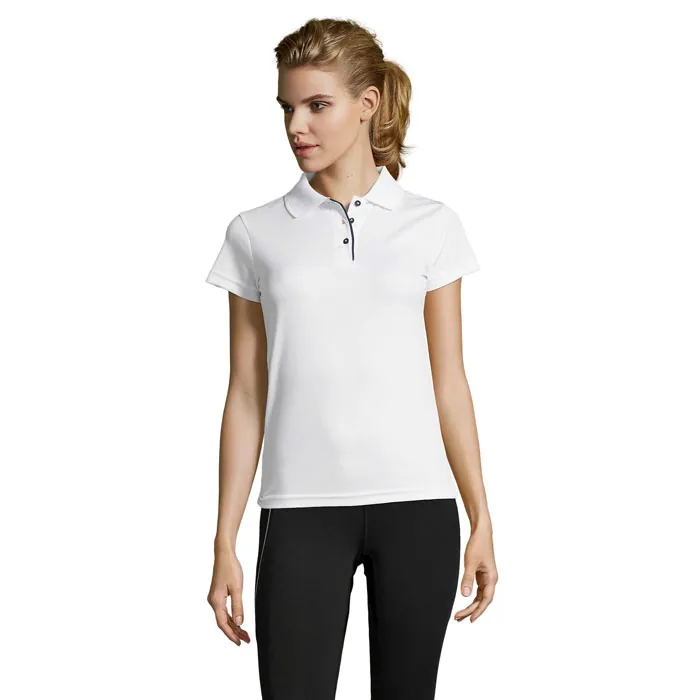 Tricou polo damă PERFORMER — culoarea Alb, față