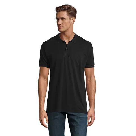 Tricou polo bărbați PLANET — culoarea Negru, față