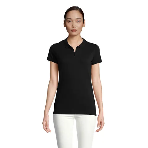 Tricou polo damă PLANET — culoarea Negru, față