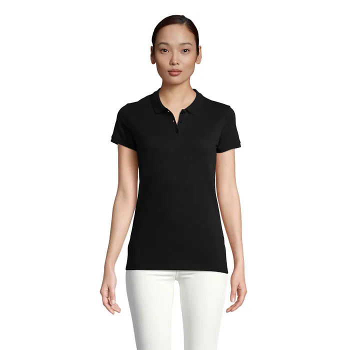 Tricou polo damă PLANET — culoarea Negru, față