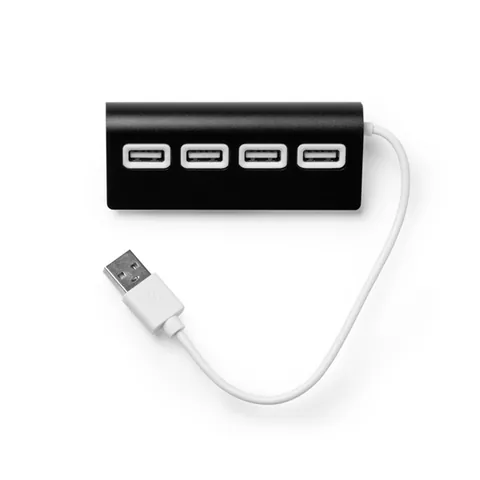 Hub USB Plerion — culoarea Negru, imagine produs
