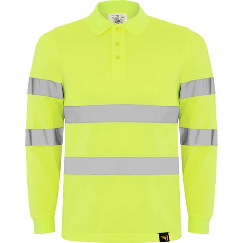 Tricou polo reflectorizant cu mânecă lungă bărbați Polaris — culoarea Galben fluor, imagine produs