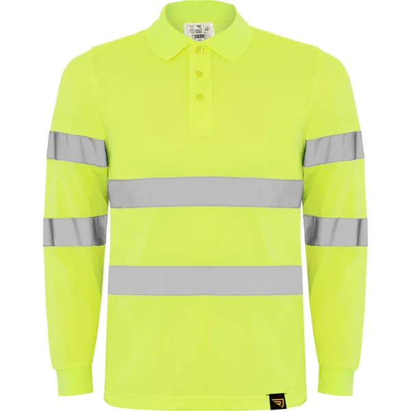 Tricou polo reflectorizant cu mânecă lungă bărbați Polaris — culoarea Galben fluor, imagine produs