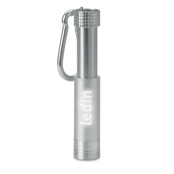 Breloc cu lanternă POP LIGHT — culoarea Argintiu, față