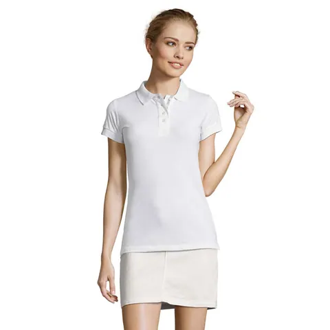 Tricou polo damă PORTLAND — culoarea Alb, față