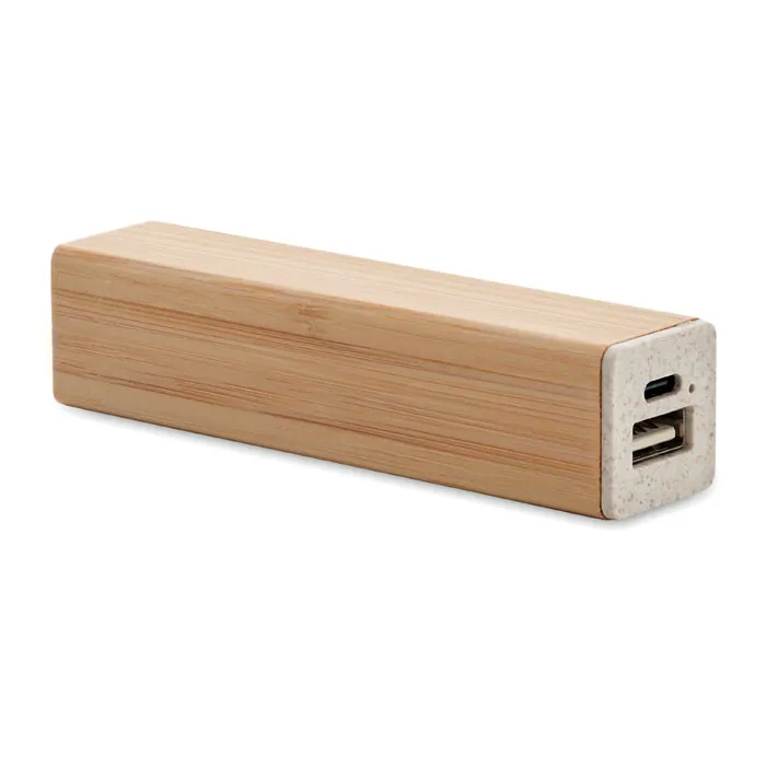 Baterie externă POWERBAMC — culoarea Lemn, față