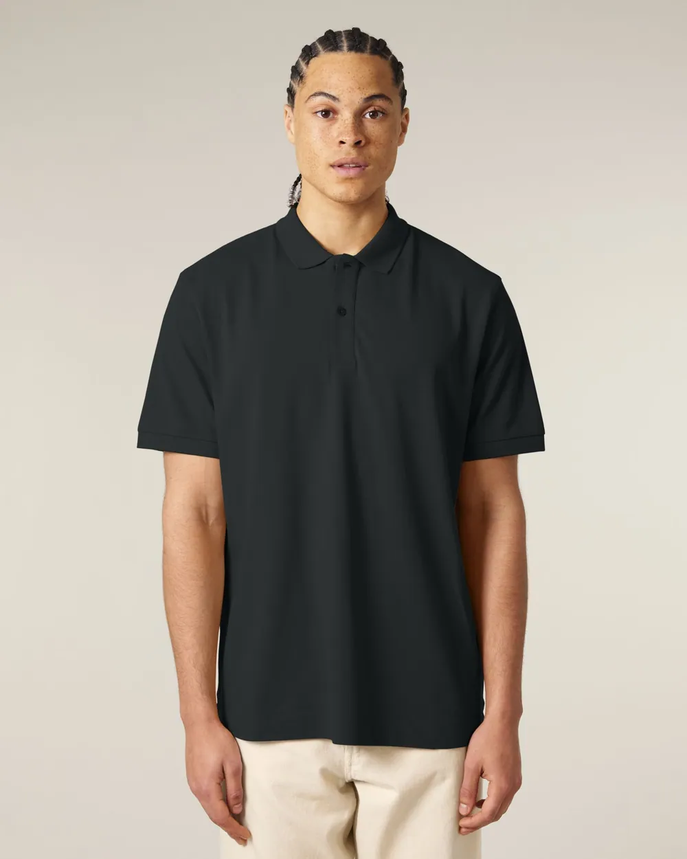 Tricou polo Prepster 2.0 Stanley/Stella — culoarea Negru, purtat de model, față