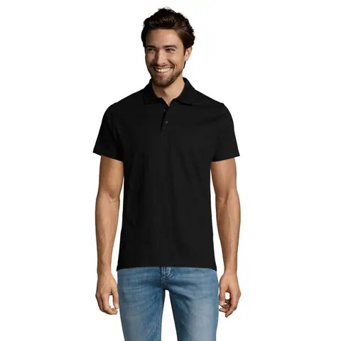 Tricou polo bărbați PRESCOTT — culoarea Negru intens, față