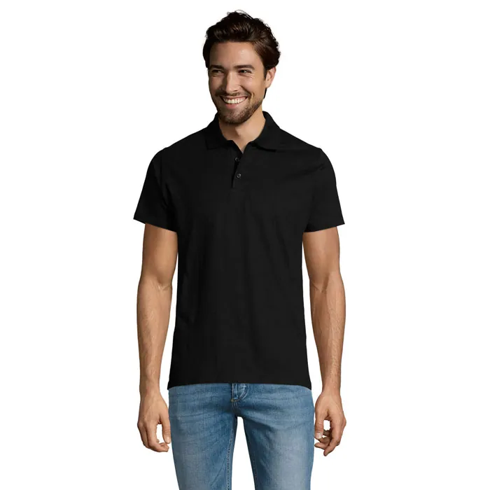 Tricou polo bărbați PRESCOTT — culoarea Negru intens, față