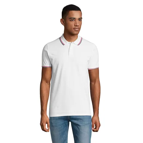 Tricou polo bărbați PRESTIGE — culoarea Alb, față