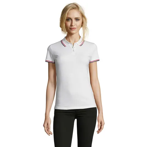 Tricou polo damă PRESTIGE — culoarea Alb, față