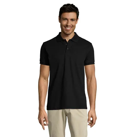 Tricou polo bărbați PRIME — culoarea Negru, față