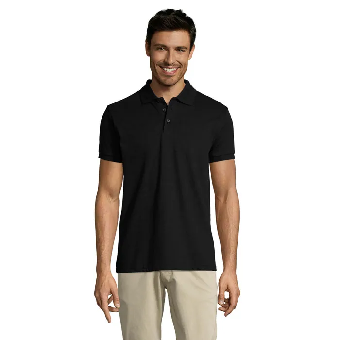 Tricou polo bărbați PRIME — culoarea Negru, față