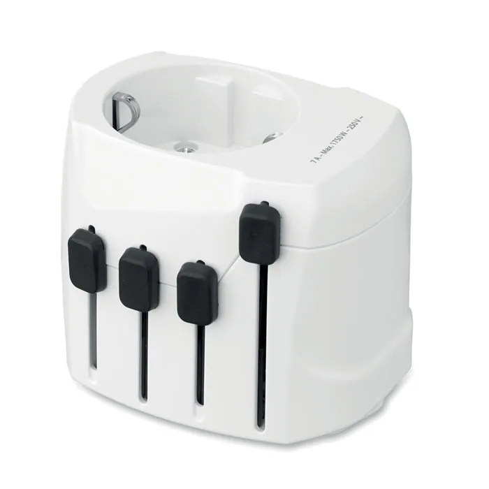 Adaptor de călătorie PRO 3-POLE — culoarea Alb, față