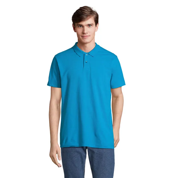 Tricou polo unisex PULSE — culoarea Aqua, față